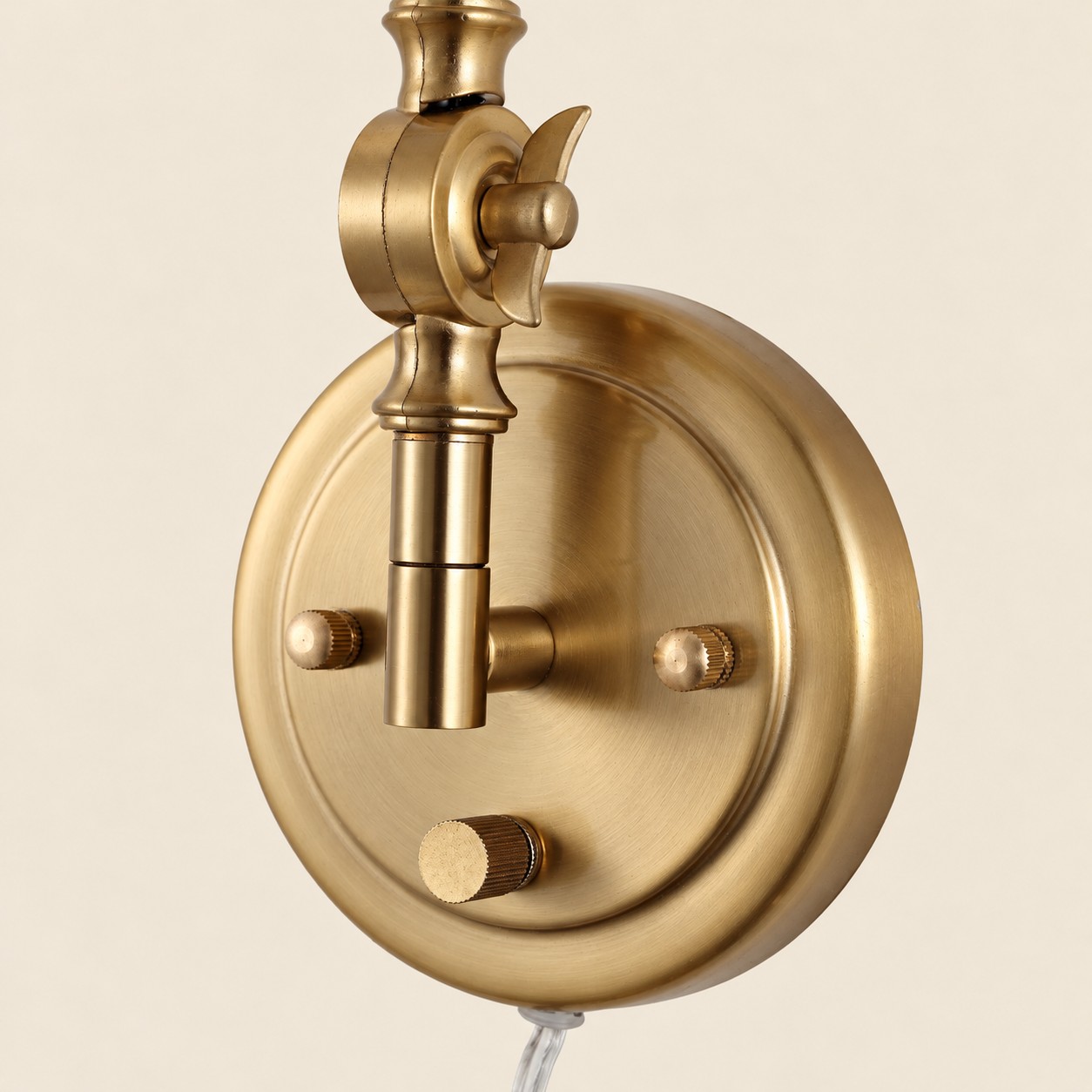Close view of the round gold backplate