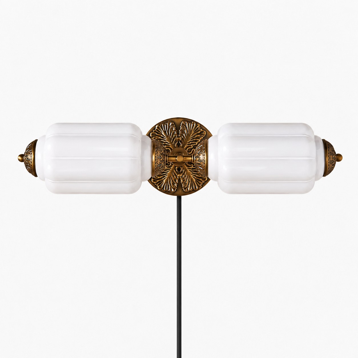Eloise fluted milk-glass plug-in wall sconce