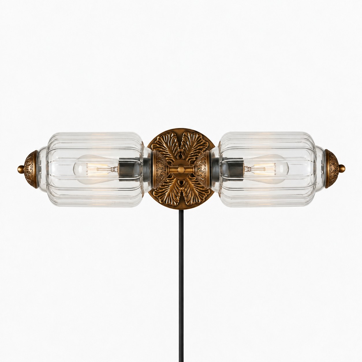 Eloise fluted milk-glass plug-in wall sconce